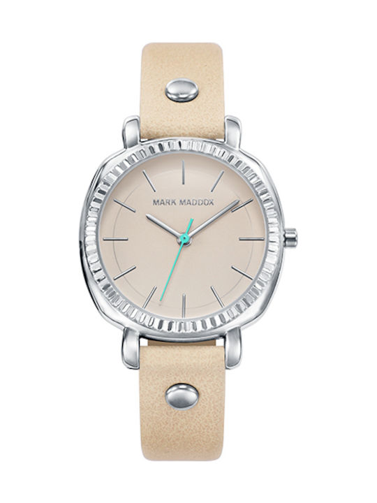 Mark Maddox Watch with Beige Leather Strap MC0019-07