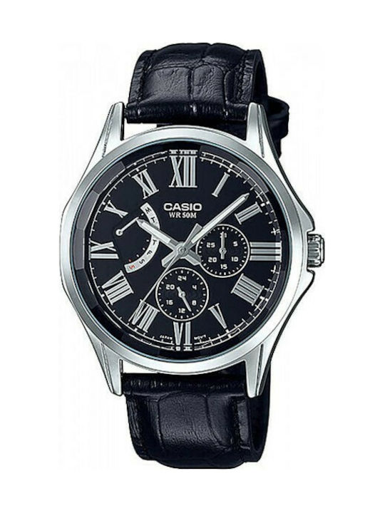 Casio Watch Chronograph Battery with Black Leather Strap MTP-E311LY-1A