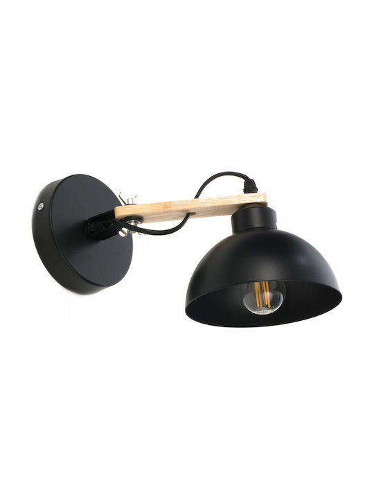 Inlight 43384 Vintage Φωτιστικό Τοίχου με Ντουί E27 σε Μαύρο Χρώμα Πλάτους 14cm