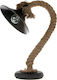 Inlight 3438 Black Vintage Table Lamp from Rope for Socket E27 with Black Shade and Base
