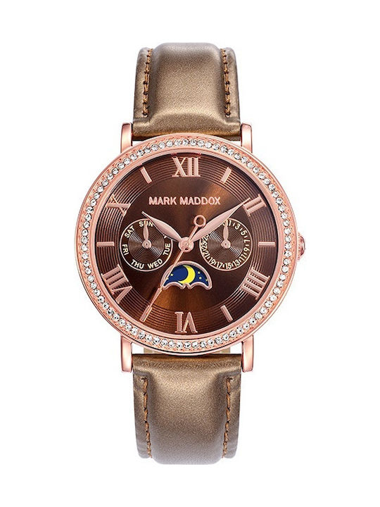 Mark Maddox Street Style Watch with Brown Leather Strap