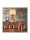 Aca Mousse Wood Table Lamp for Socket E27 with White Shade and Beige Base