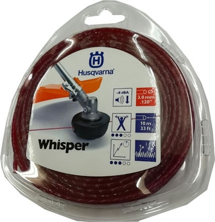 Husqvarna Whisper Μεσινέζα Στριφτή Μήκους 10m και Πάχους 3mm