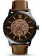 Fossil Ανδρικό Ρολόι 48mm Αυτόματο με Καφέ Δερμάτινο Λουράκι