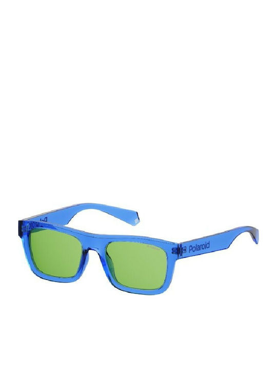 Polaroid Sunglasses with Blue Plastic Frame and Green Polarized Lens PLD6050/S PJP/UC