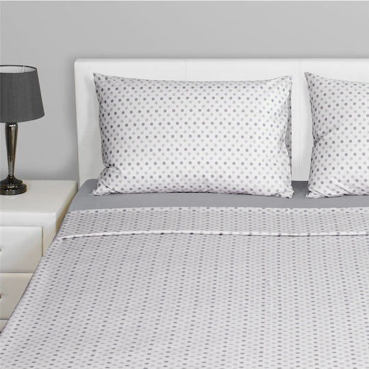 Fennel Σετ Υπέρδιπλη 220x240cm Comfort Πουά Γκρι Γκρι