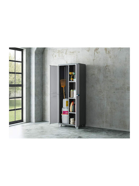 Zweiflügeliger Schrank Linear Utility Kunststoff mit Trennwand & 3 Regale With Partition 68x39x173cm