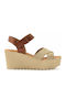 Ragazza Women's Leather Ankle Strap Platforms Beige -36