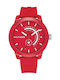 Tommy Hilfiger Denim Men's Watch 44mm Chronograph Battery with Red Rubber Strap