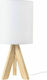 Aca Wooden Table Lamp for Socket E14 with White Shade and Beige Base