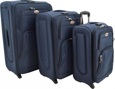 Ankor Travel Suitcases Fabric Blue Maximum Height 71cm with 2 Wheels Set of 3pcs