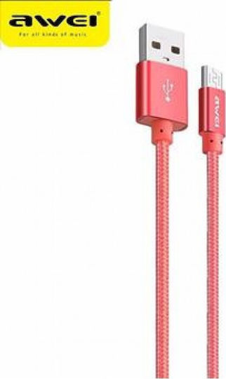 Awei CL-28 Braided USB 2.0 spre micro USB Cablu Roșu 2m 1buc