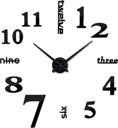 Mirror Numbers And Letters Do It Yourself Black 3D Wall Clock Sticker Plastic Black Mirror Numbers And Letters Do It Yourself Black 3D Wall Clock Sticker Plastic Black