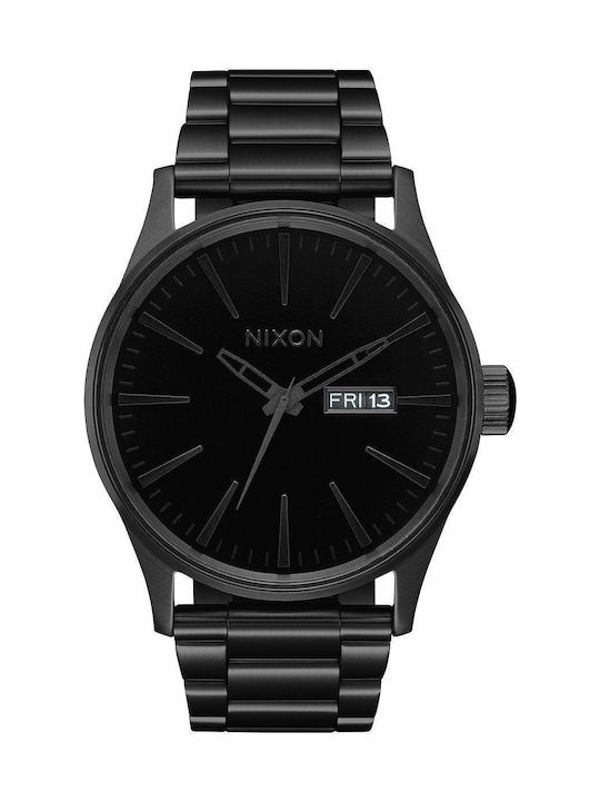 Nixon Sentry Ανδρικό Ρολόι 42mm Μπαταρίας με Μαύρο Μεταλλικό Μπρασελέ
