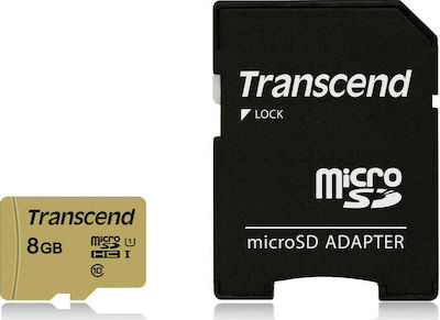 Transcend 500S microSDHC 8GB Klasse 10 U1 UHS-I mit Adapter