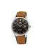 Orient Watch Battery with Brown Leather Strap