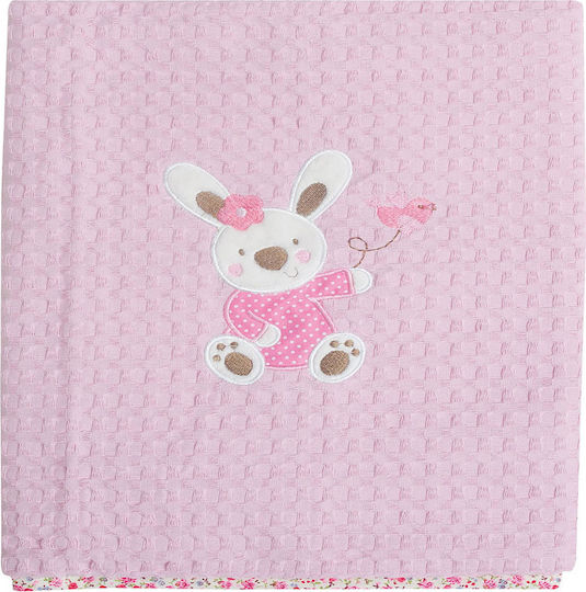 Das Home Blanket Cot Dream Waffle Pink 110x150cm