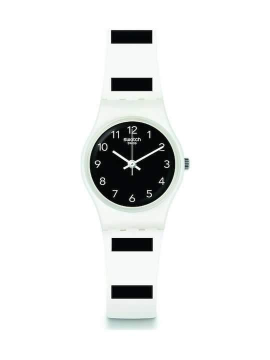 Swatch Zebrette Watch with White Rubber Strap