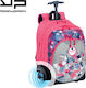 Bodypack Birds με Φωτιζόμενα Ροδάκια Σχολική Τσάντα Τρόλεϊ Δημοτικού Ροζ 32 x 21 x 45εκ