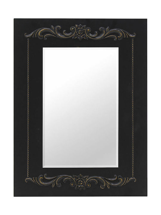 Inart Wall Mirror with Black Wooden Frame 80x60cm