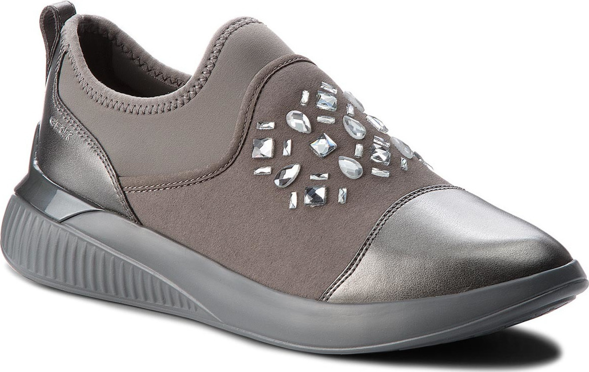 Geox D Theragon A Δερμάτινα Ανατομικά Sneakers σε Γκρι Χρώμα D848SA 0AJAU  C1115 - Skroutz.gr