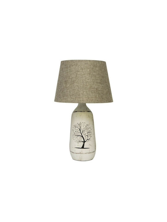 VK Lighting Ceramic Table Lamp for Socket E27 with Brown Shade and Beige Base