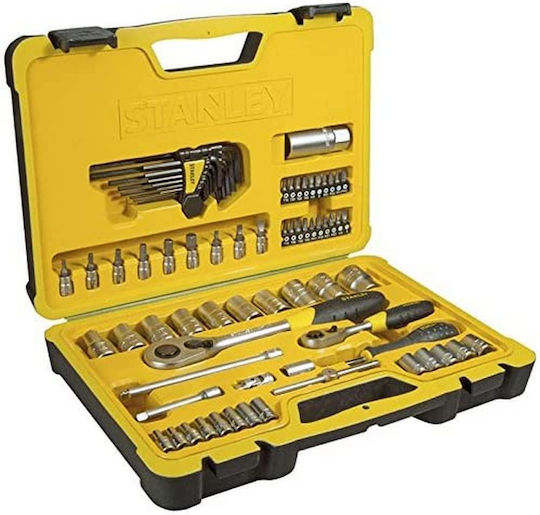 Stanley Ратчетни и гнездови гарнитури 1\2" & 1\4" 75бр