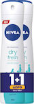 Nivea Dry Fresh Quick Dry Anti-perspirant Αποσμητικό 48h σε Spray 2x150ml