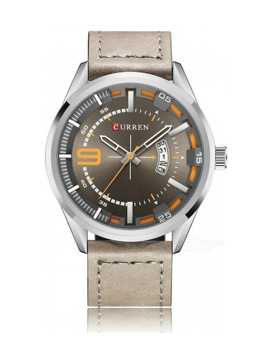 Curren Watch Battery with Beige Leather Strap