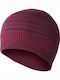 Beanie Reversible Beanie with Rib Knit in Burgundy color