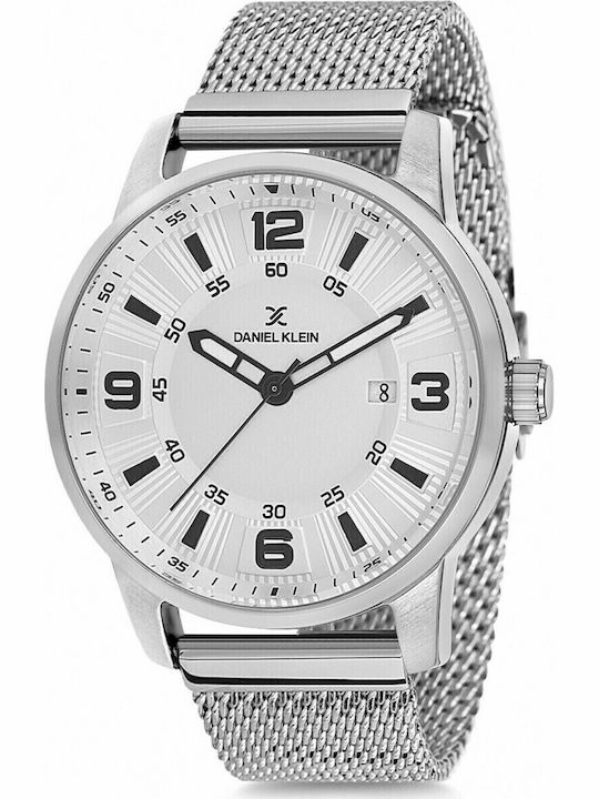 Daniel Klein Men's Watch 44mm Battery with Silver Metal Bracelet