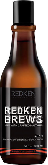 Redken Brews 3 In 1 Αφρόλουτρο για Άνδρες με Γλυκερίνη Ενυδατικό 300ml