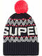 Chevron Pom Pom Beanie Γυναικείος Σκούφος Πλεκτός σε Navy Μπλε χρώμα