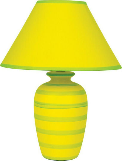 VK Lighting Κεραμικό Πορτατίφ για Ντουί E14 με Κίτρινο Καπέλο και Βάση