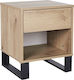 Bedside Table Industry Nature Wooden With Metal Legs Beige 42x39x50cm