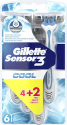 Gillette Sensor 3 Cool Ξυραφάκια μιας Χρήσης με 3 Λεπίδες και Λιπαντική Ταινία 6τμχ