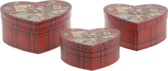 Inart Christmas Figure Box Red Height 15.5cm 3pcs