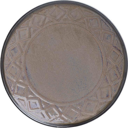 Inart Vintage Round Ceramic Decorative Platter Ecru 33x33x5cm