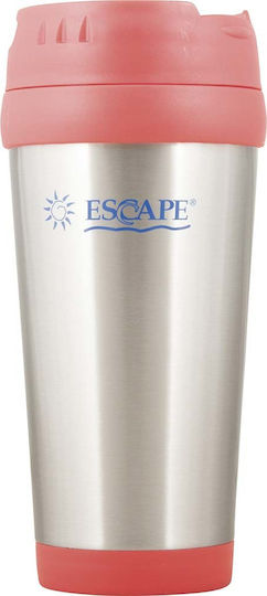 Escape Cup-Thermos (Plastic interior) Glass Thermos Stainless Steel 475ml Red with Mouthpiece
