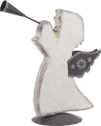 Inart Christmas Wood Αγγελάκι Figure White 28x27x11cm