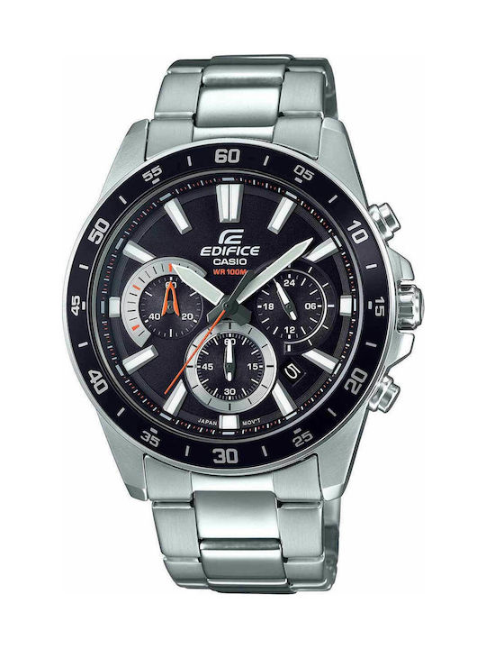 Casio Battery Chronograph Watch with Metal Bracelet Silver