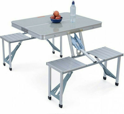 Aluminum Foldable Picnic Table in Case White 3pcs