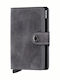 Miniwallet Vintage Δερμάτινο Ανδρικό Πορτοφόλι Καρτών με RFID και Μηχανισμό Slide Grey / Black