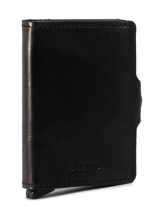 Secrid Twinwallet Vintage Men's Leather Card Wallet with RFID και Slide Mechanism Total Black