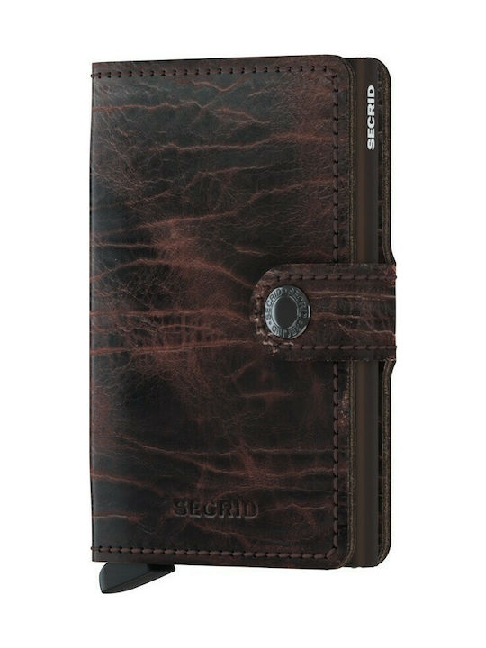 Secrid Miniwallet Dutch Martin Men's Leather Card Wallet with RFID και Slide Mechanism Brown