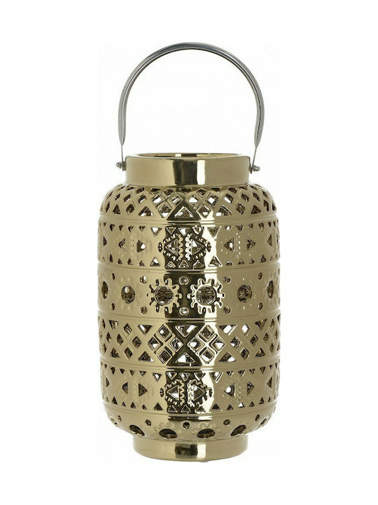 Inart Tabletop Ceramic Lantern Gold 20x20x32cm
