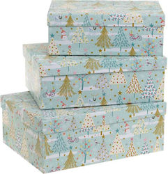 Inart Christmas Box Figure Multicolour 30x30x11.5cm 3pcs