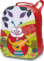 Oops Happy Ladybug Σχολική Τσάντα Πλάτης Νηπιαγωγείου σε Κόκκινο χρώμα Μ27 x Π14 x Υ33cm