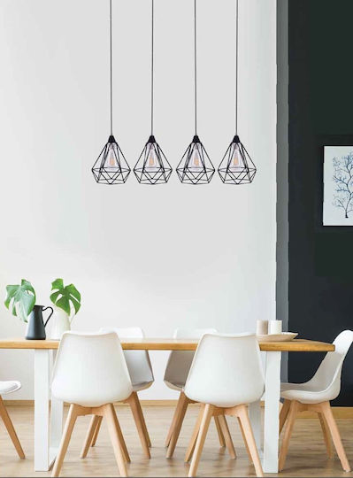 Home Lighting Mila Adjustable Ceiling Light Black Rail for 4 E27 Bulbs 85x17x150cm