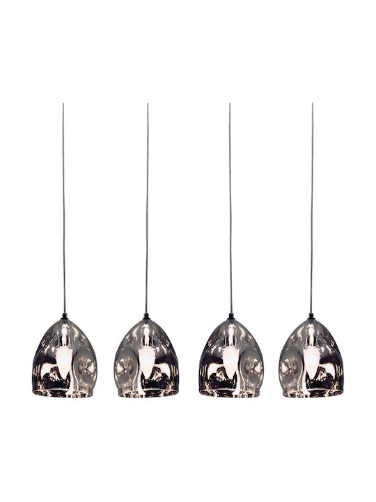 Home Lighting Pendant Suspension Rail for 4 Bulbs E14, E.14 Gray